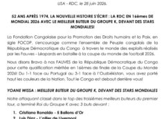 Mondial 2026 : la RDC écrit l’histoire et la FOCDP appelle à l’unité nationale